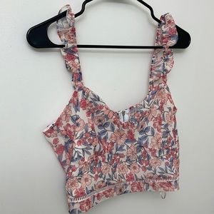 Floral Kendall+Kylie Cropped Shirt